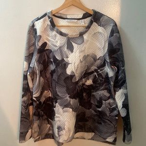 Floral printed crew neck sweater